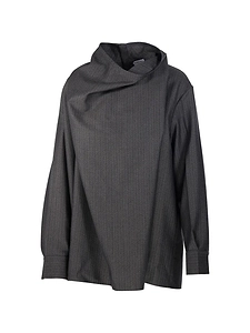 Bottega Veneta Stripe Patterned Draped Collar Shirt