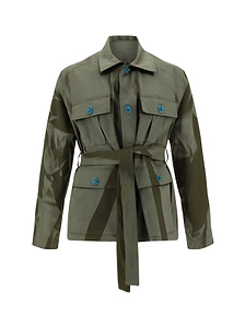 Botter Abstract-Printed Pocket Detailed Belted Jacket