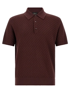 Brioni Trama Textured Knit Polo Shirt