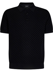 Brioni Woven Pattern Knitted Polo Shirt