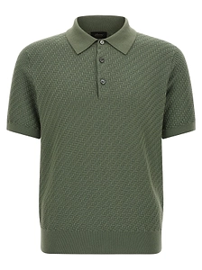 Brioni Woven Pattern Knitted Polo Shirt