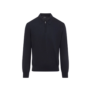 Brioni Zip-Neck Long-Sleeve Polo Shirt