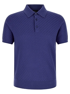 Brioni Woven Pattern Knitted Polo Shirt
