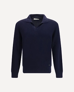 Brooksfield Ribbed Polo Collar Knitted Sweater