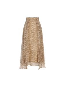 Brunello Cucinelli Chevron Printed Satin Circle Skirt