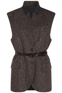 Brunello Cucinelli Chevron Belted Vest