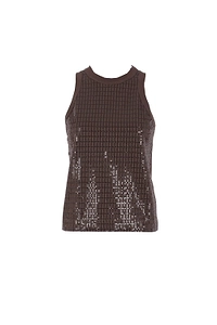 Brunello Cucinelli Dazzling Check Embroidery Jersey Top