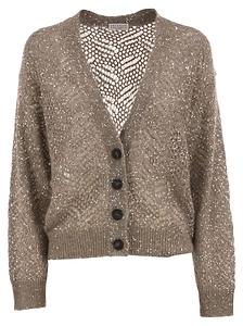Brunello Cucinelli Dazzling Abstract Leaf Cardigan