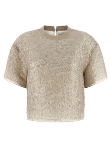Brunello Cucinelli Dazzling Cascade Embroidery T-Shirt