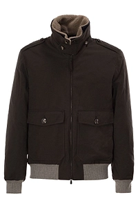 Brunello Cucinelli Detachable Shearling Collar Bomber Jacket
