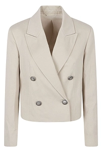 Brunello Cucinelli Double Breasted Cropped Blazer