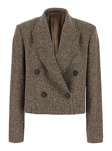 Brunello Cucinelli Double-Breasted Cropped Blazer