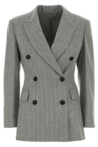 Brunello Cucinelli Double-Breasted Pinstriped Blazer
