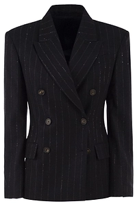 Brunello Cucinelli Double-Breasted Pinstripe Blazer