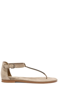 Brunello Cucinelli Embellished T-Strap Flat Sandals