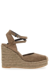Brunello Cucinelli Exquisite Lace-Up Wedge Espadrilles