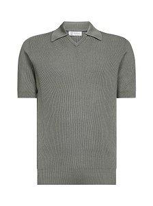 Brunello Cucinelli Fine-Knitted Ribbed Polo Shirt