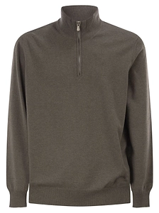 Brunello Cucinelli Funnel-Neck Knitted Polo Shirt