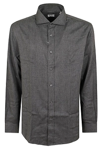Brunello Cucinelli Herringbone Button-Up Shirt