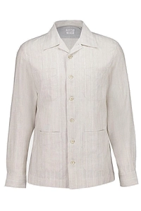 Brunello Cucinelli Jacquard Stripe Easy Fit Guayabera Shirt