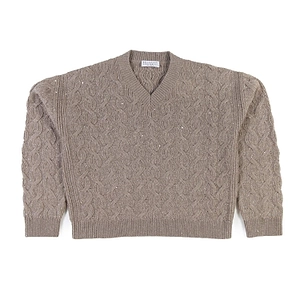 Brunello Cucinelli Kids Sequin-Embellished V-Neck Jumper