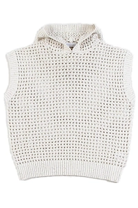 Brunello Cucinelli Kids Open-Knitted Sleeveless Hoodie
