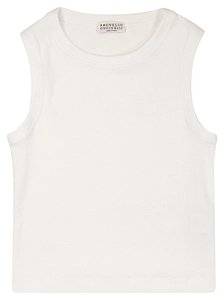 Brunello Cucinelli Kids Stud Embellished Stretch Cropped Top