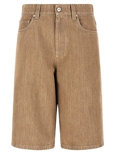 Brunello Cucinelli Lame Denim Bermuda Shorts