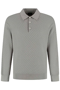Brioni Interwoven-Knit Long-Sleeved Polo Shirt