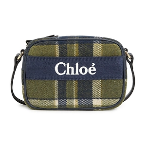 Chloé Kids Plaid Logo Embroidered Crossbody Bag
