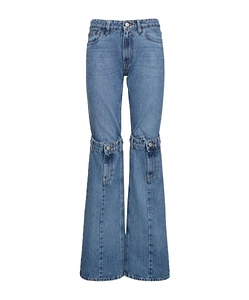 Button Knee Denim Trousers