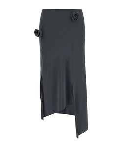 Flower Slit Asymmetric Hem Skirt