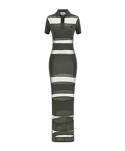Coperni Striped Sheer Polo Dress
