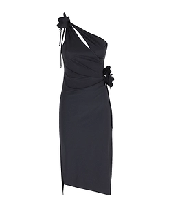 Coperni One-Shoulder Flower Midi Gown Dress