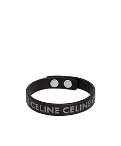 Celine Monochroms Studs Bracelet In Calfskin And Brass With Rhodium Finish