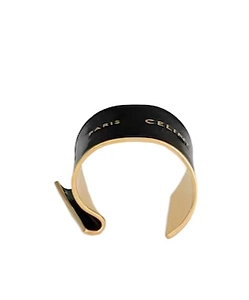Ribbon Large Cuff In Enamel And Brass With Gold Finish