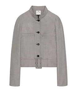 Buckle Houndstooth-Pattern Jacket