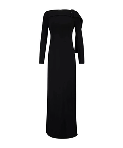 Buckled Long-Sleeve Maxi Dress