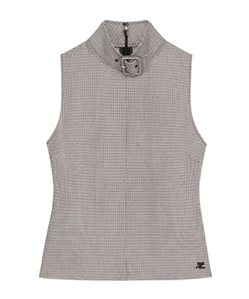 CourrÈGes Buckle Houndstooth-Pattern Sleeveless Top