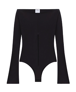 CourrÈGes Drop Zipped Crepe Jersey Bodysuit