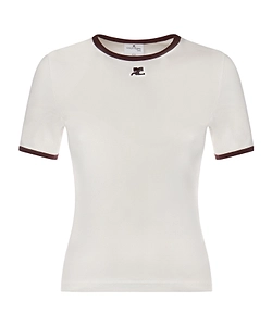 CourrÈGes Logo Embroidered Crewneck T-Shirt
