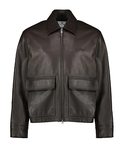 Double-Pocket Lapel Leather Jacket