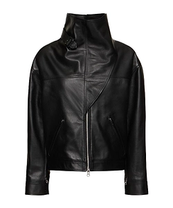 Long-Sleeved Leather Jacket
