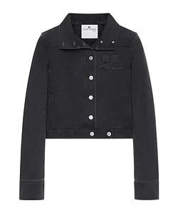 CourrÈGes Cropped Logo Denim Jacket