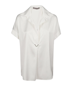 Short-Sleeved Collared Blouse
