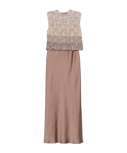 D.Exterior Crochet Embellished Dress