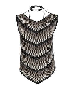 D.Exterior Sleeveless Striped Knitted Top