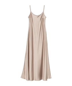 D.Exterior Embellished Satin Maxi Dress