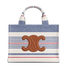 Small Cabas Thais In Striped Textile And Calfskin