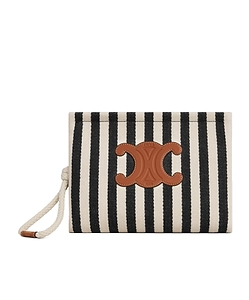 Thais Pouch In Striped Textile And Calfskin
